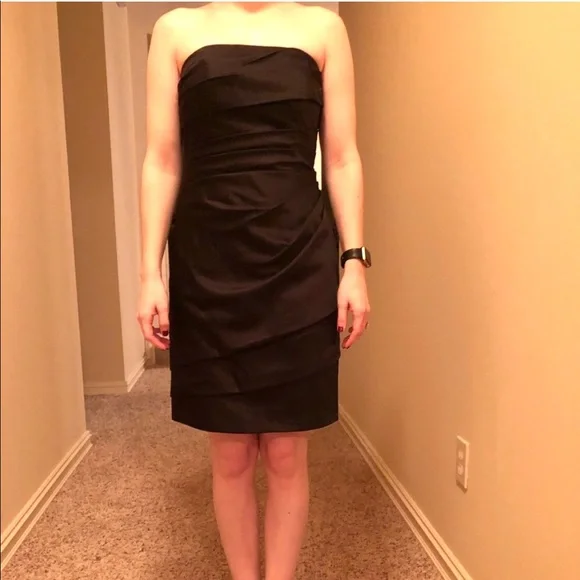 david's bridal black strapless dress Demi – revu main image 1